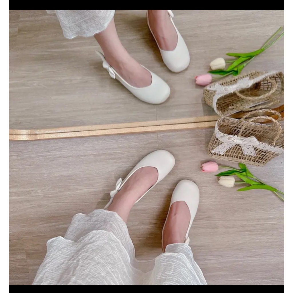 Giày nữ - sandal mũi tròn thắt nơ hậu đế dẻo cao 3cm SDLA851