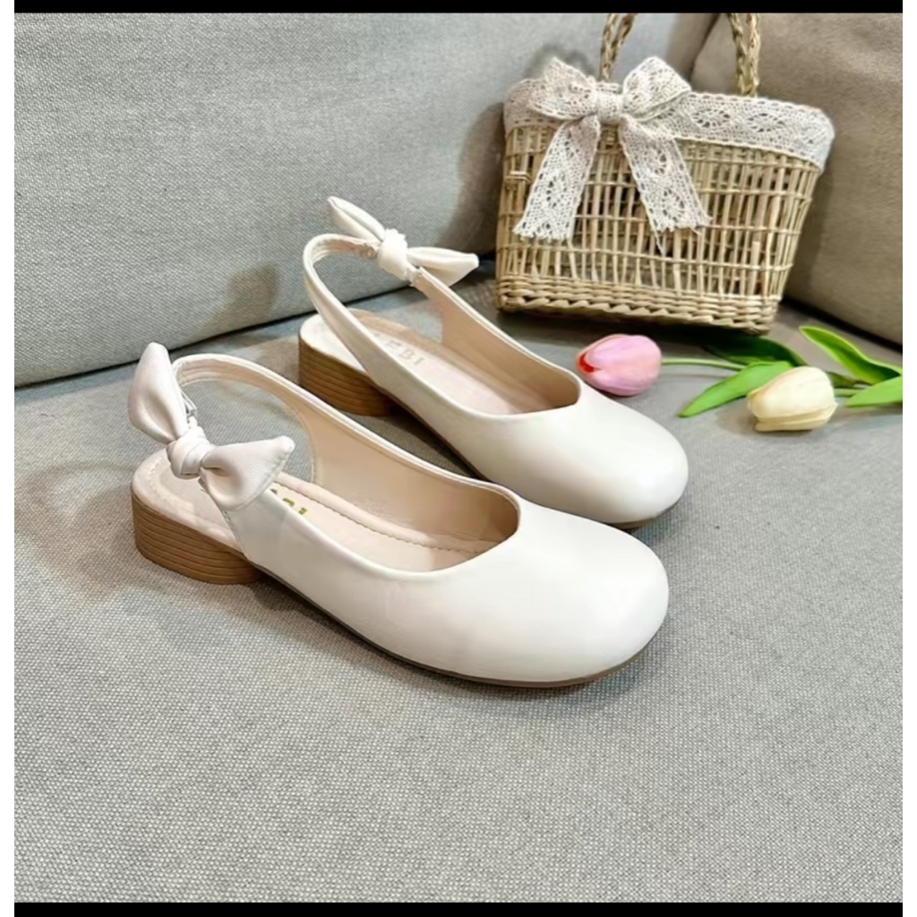 Giày nữ - sandal mũi tròn thắt nơ hậu đế dẻo cao 3cm SDLA851