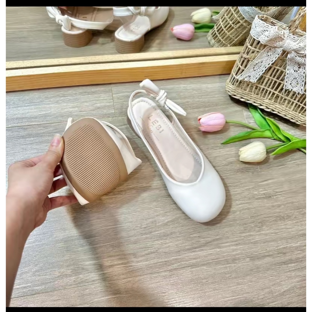 Giày nữ - sandal mũi tròn thắt nơ hậu đế dẻo cao 3cm SDLA851