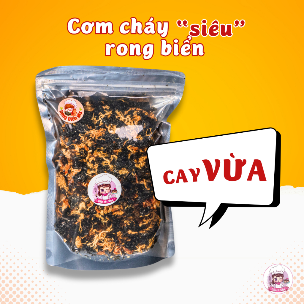 Cơm cháy Siêu rong biển, chà bông, tép giòn rụm - Loại cay vừa - túi 250g | Đồ ăn vặt Bếp Cô Như