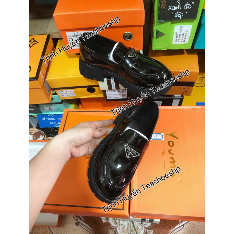 Giày đốc đế răng cưa cao 4cm da bóng mềm quảng châu,giày lười moca da bóng đẹp,giày lolita học sinh