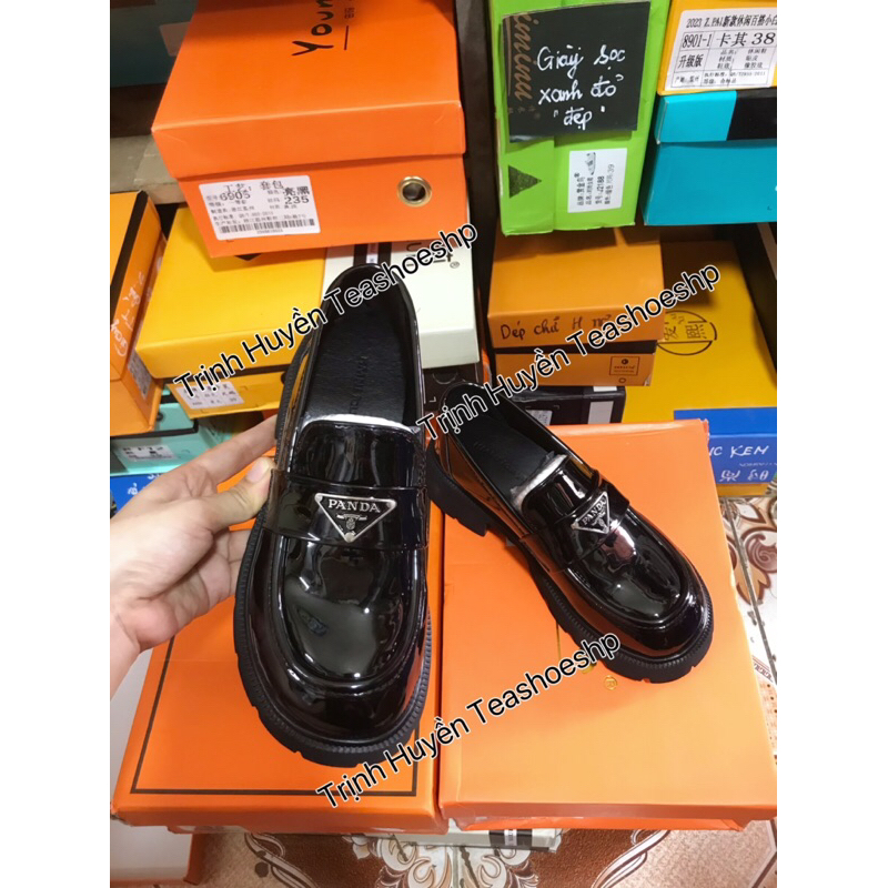 Giày đốc đế răng cưa cao 4cm da bóng mềm quảng châu,giày lười moca da bóng đẹp,giày lolita học sinh