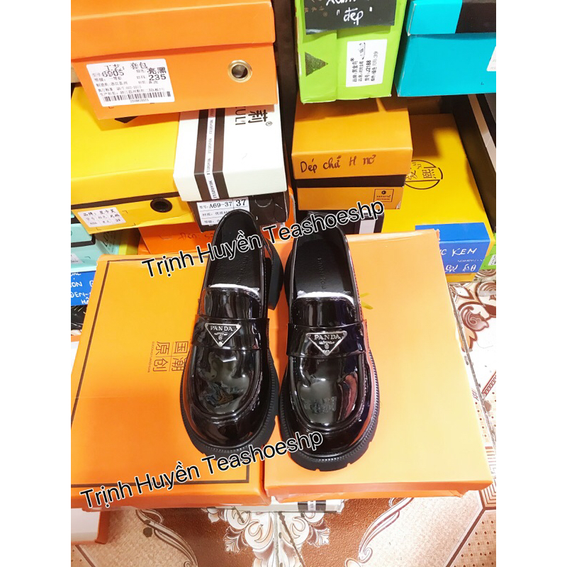 Giày đốc đế răng cưa cao 4cm da bóng mềm quảng châu,giày lười moca da bóng đẹp,giày lolita học sinh