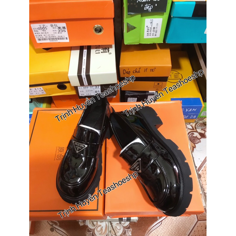 Giày đốc đế răng cưa cao 4cm da bóng mềm quảng châu,giày lười moca da bóng đẹp,giày lolita học sinh