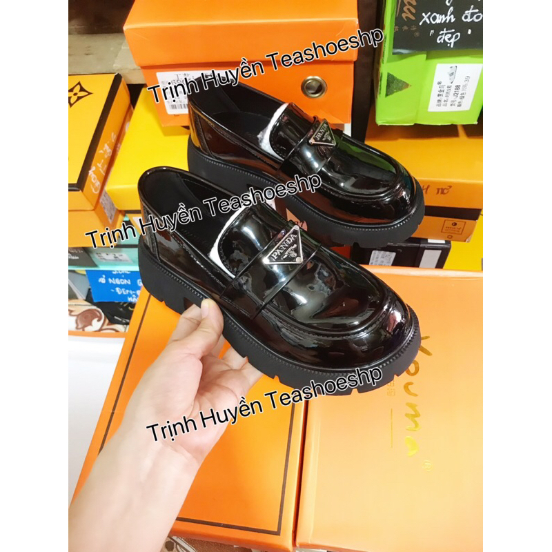 Giày đốc đế răng cưa cao 4cm da bóng mềm quảng châu,giày lười moca da bóng đẹp,giày lolita học sinh