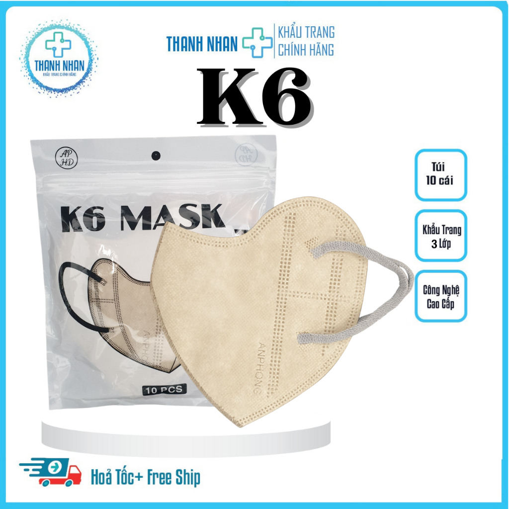 Khẩu Trang K6 Careion, Dây Đeo Bản Lớn,Thiết Kế 3D Chống Nắng,Chống Bụi, Hàng Hottrend 2023.