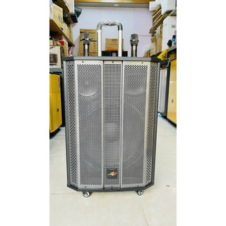 Loa kéo at t15 bass 40cm - công suất lớn kèm 2 micro không dây