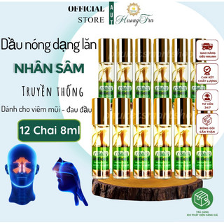 [Dành Cho Đau Đầu] Combo 12 Chai Dầu Nóng Dạng Lăn Nhân Sâm Truyền Thống Green Herb Oil 8ml