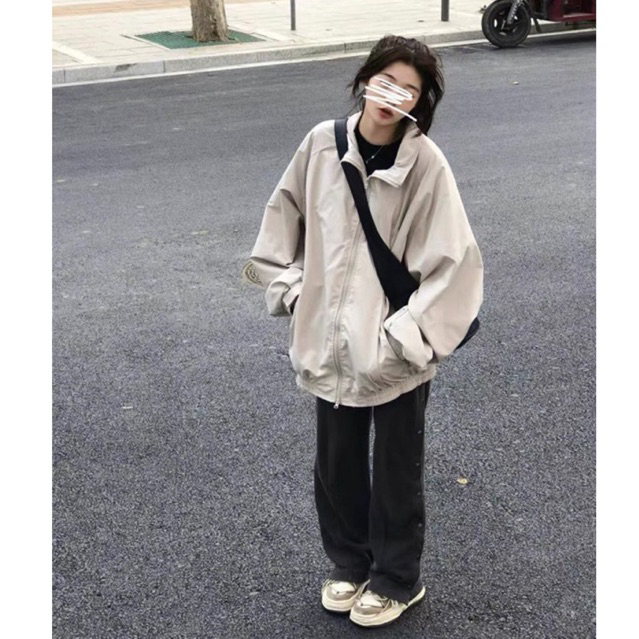 Áo khoác trơn kaki form thụng bo gấu free size