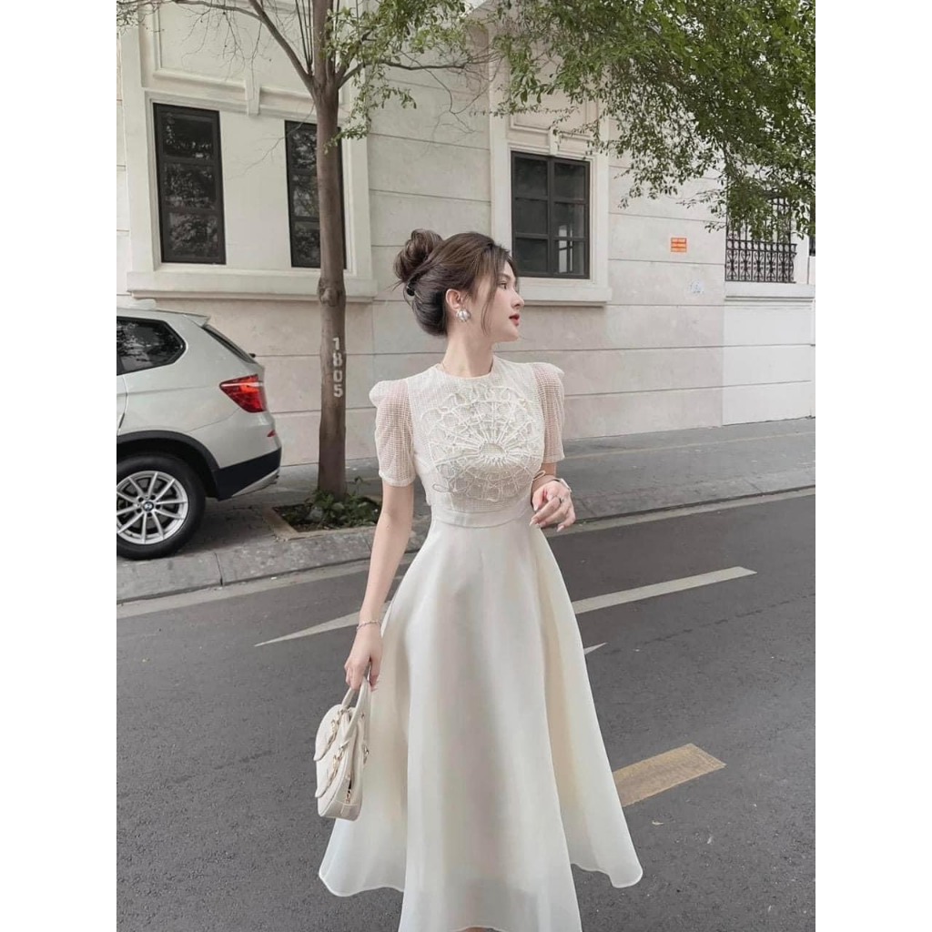 Đầm thiết kế dự tiệc trắng Cameli dài