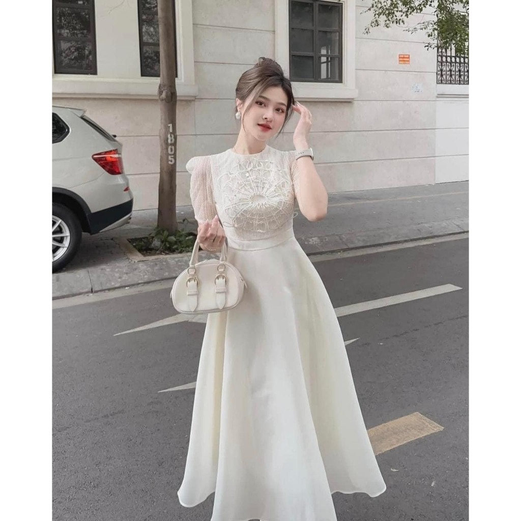 Đầm thiết kế dự tiệc trắng Cameli dài