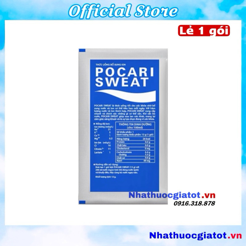 Lẻ 1 Gói Bột Nước Uống Bổ Sung Ion, Hồi Phục Thể Lực Pocari Sweat (13g)