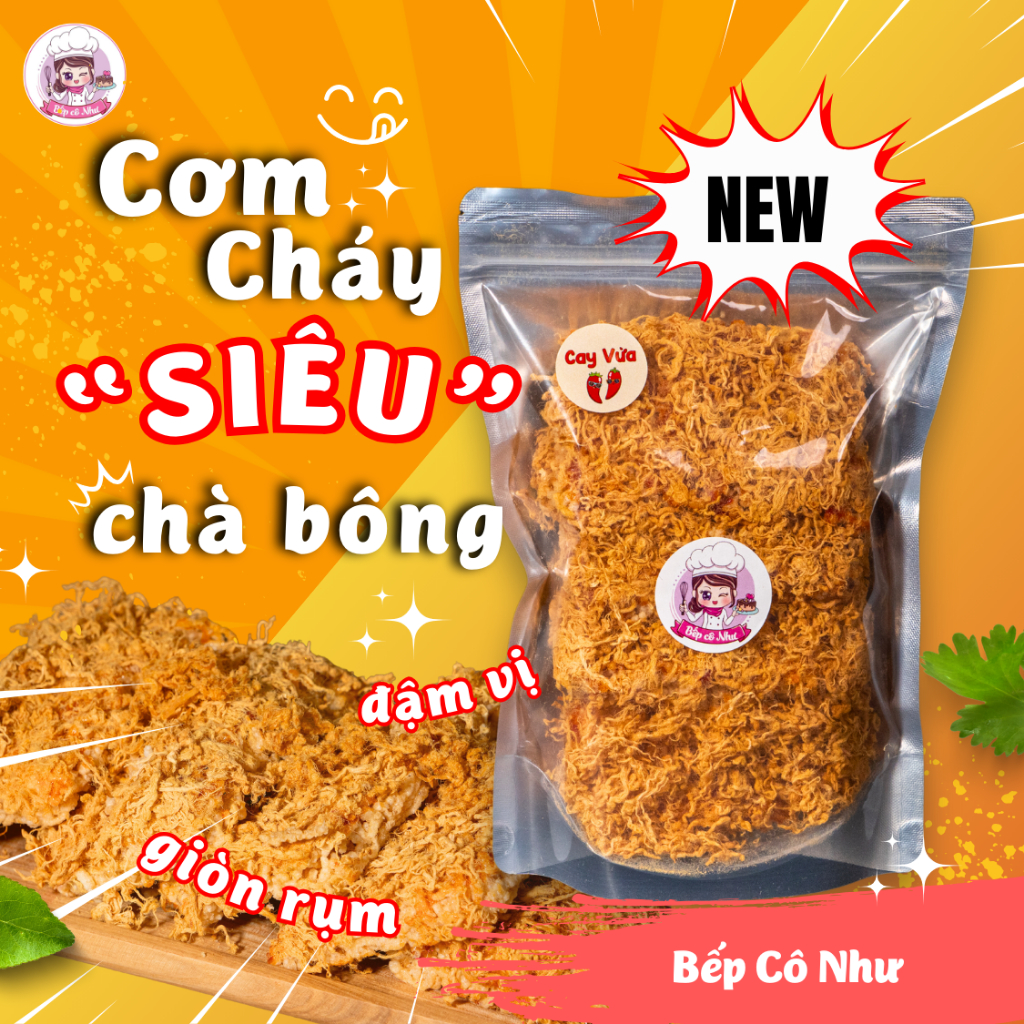 Cơm cháy Siêu chà bông giòn rụm - túi 250g | Đồ ăn vặt Bếp Cô Như