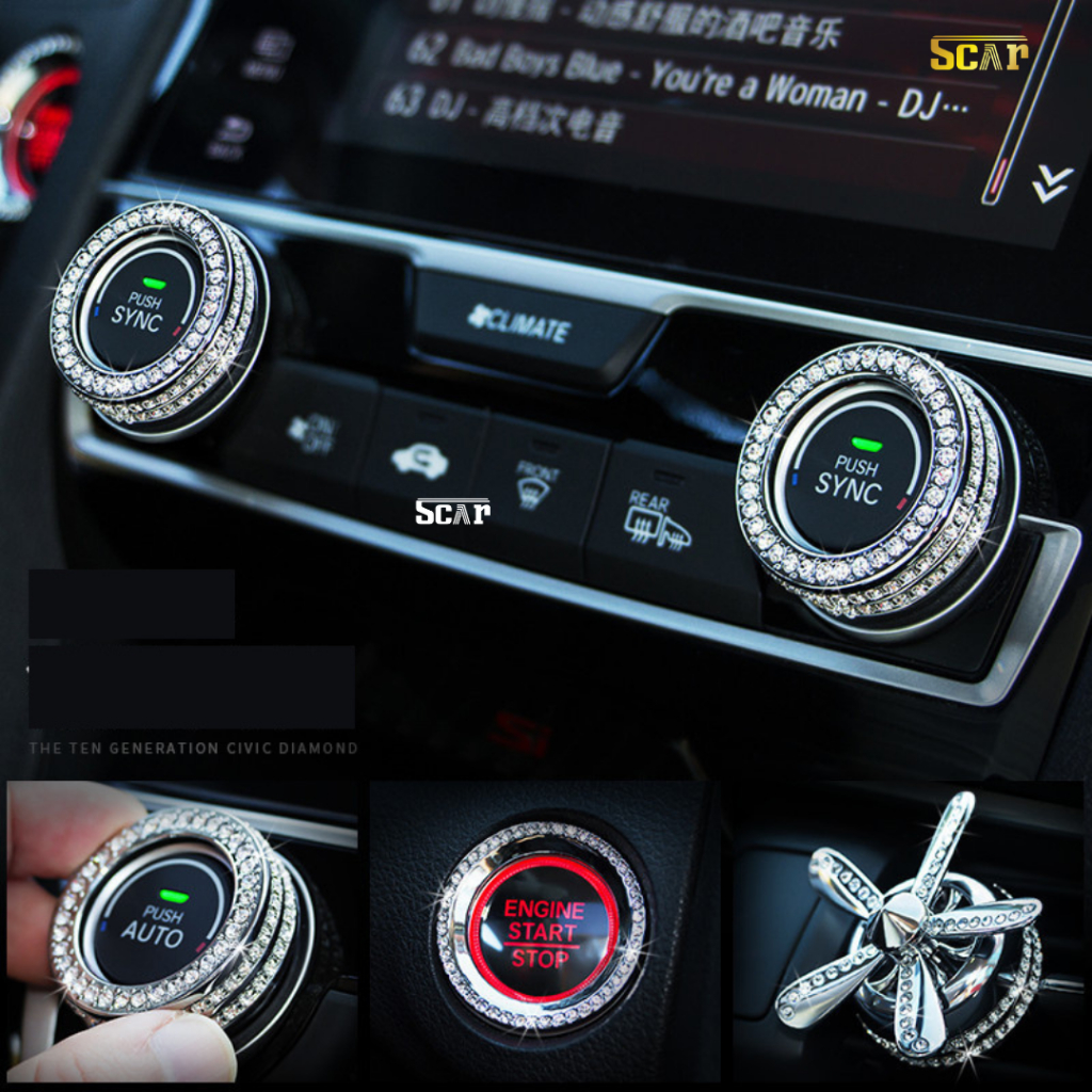 Đính đá nội thất xe Honda Civic, Honda CRV 2018-2021 sang trọng, chất liệu đá cao cấp Swarovski