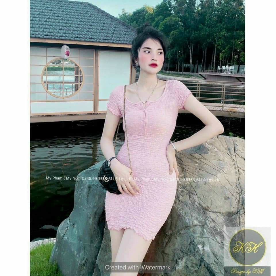 Váy body xốp cổ tròn dáng ngắn sexy