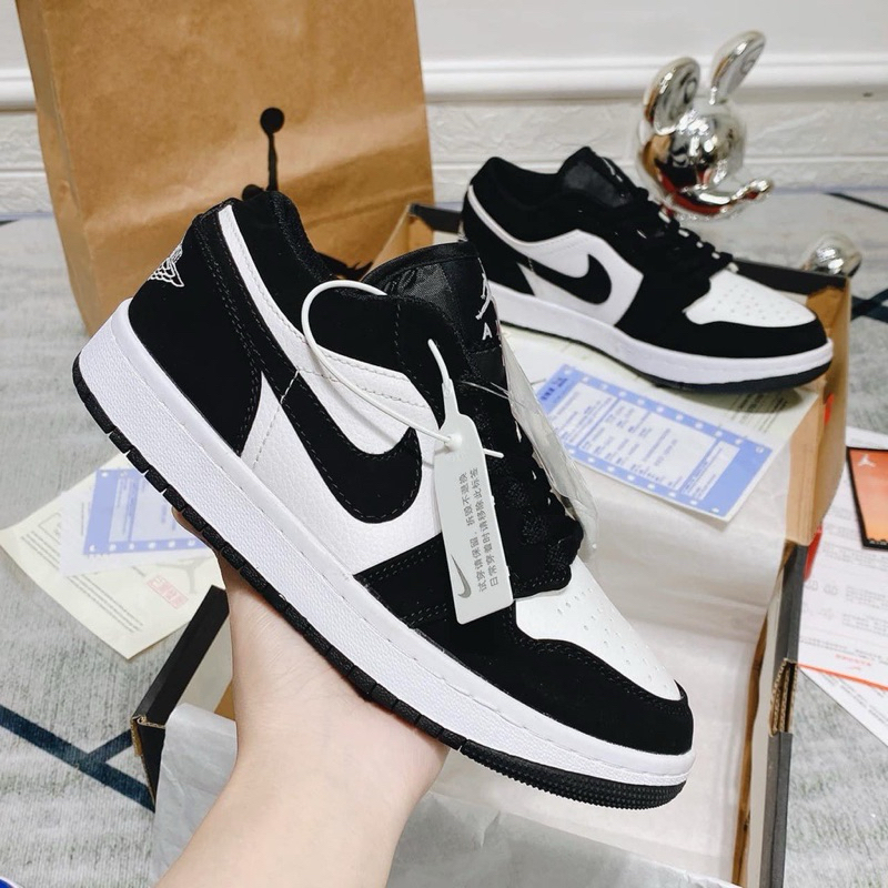 Giày jordan, jordan 1 low cổ thấp 2 màu đen,xám bản cao cấp hót trend dễ phôi đồ full giấy tờ phụ kiện