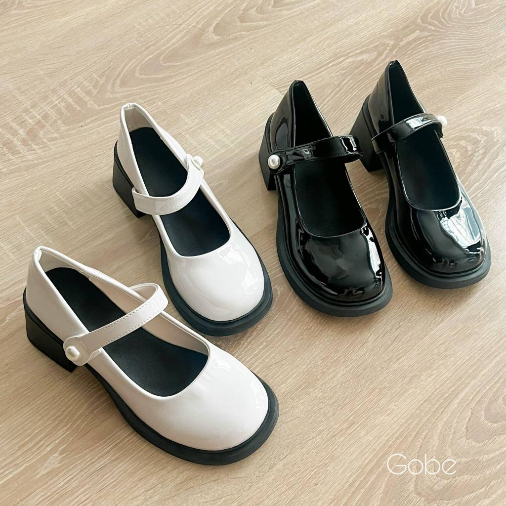Giày Mary jane nữ - C102 - Gobe - Màu đen và kem