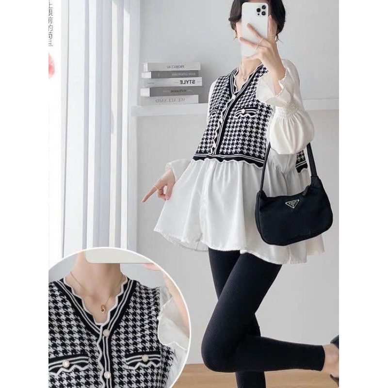 Áo bầu sơ mi công sở thiết kế - cách điệu dáng babydoll siêu xinh, đẹp nhẹ nhàng thanh lịch cho mẹ bầu - AD25