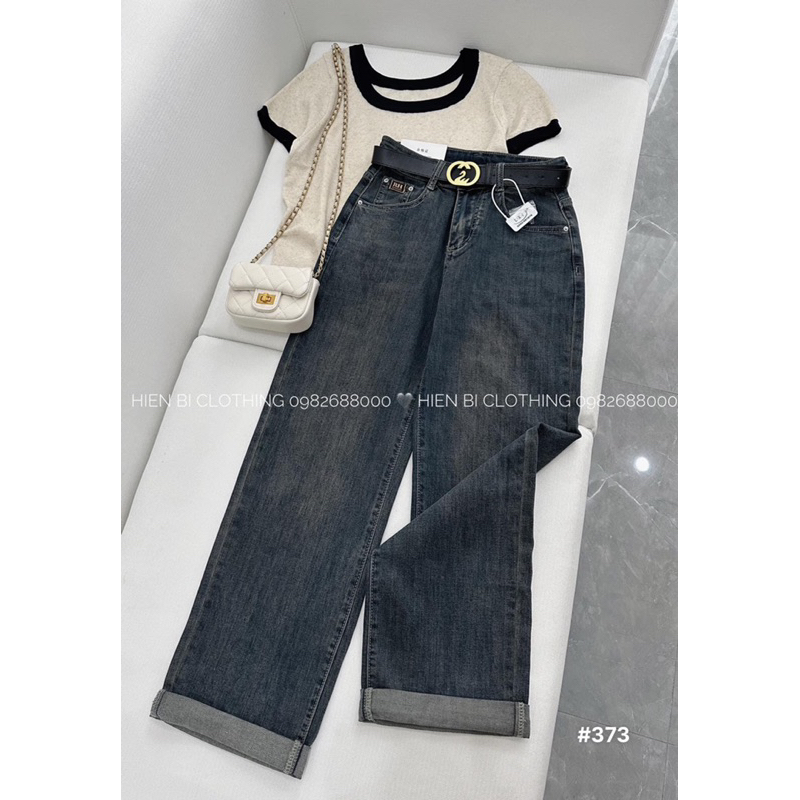 Quần jeans suông lửng basic kèm đai QC đẹp mã #373