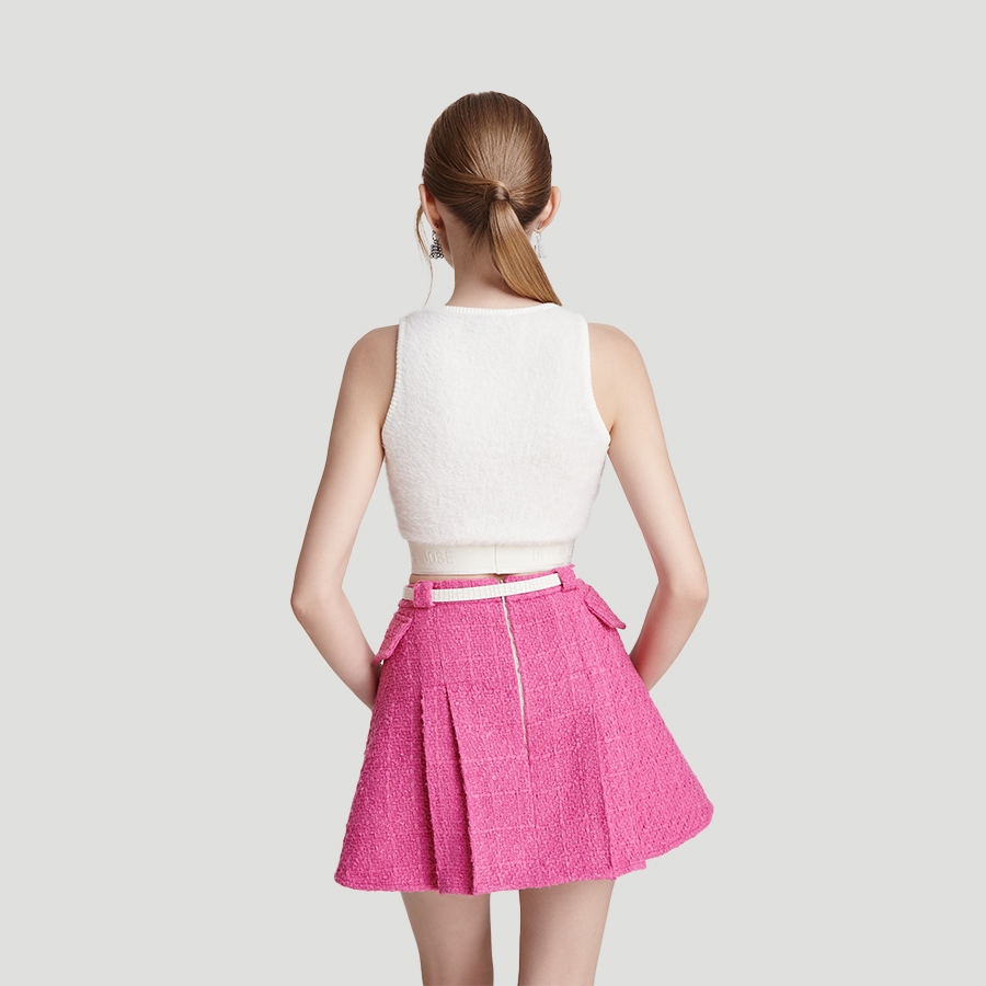 DEAR JOSÉ - Chân váy ngắn MOON PRISM vải tweed hồng