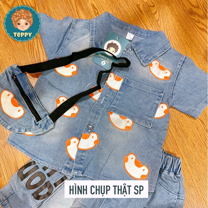 Set bộ jean  áo, quần, kèm túi đeo cho bé trai
