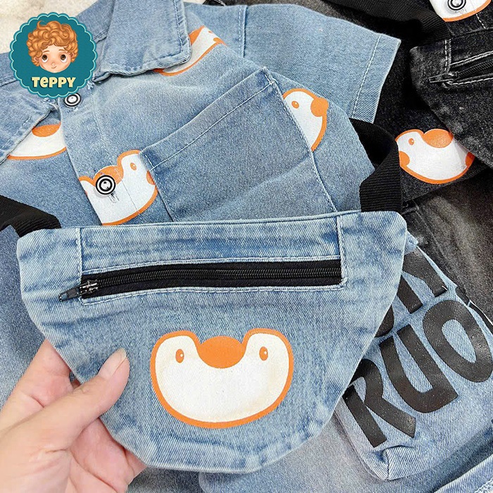 Set bộ jean  áo, quần, kèm túi đeo cho bé trai