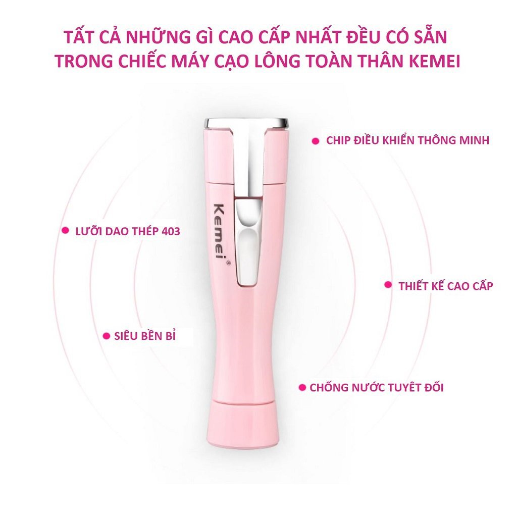 Máy Cạo Lông Mini Cầm Tay - Máy Triệt Lông Toàn Thân Kemei