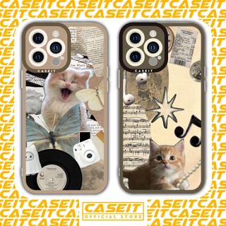 Ốp lưng iphone cạnh vuông Caseit Mèo con Music vintage cute đáng yêu 8/8plus/x/xs/11/12/13/14/pro/max/plus/promax