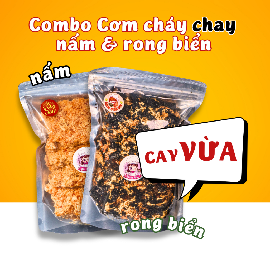 Combo CHAY Siêu nấm rong biển giòn rụm - 2 túi 250g | Đồ ăn vặt Bếp Cô Như