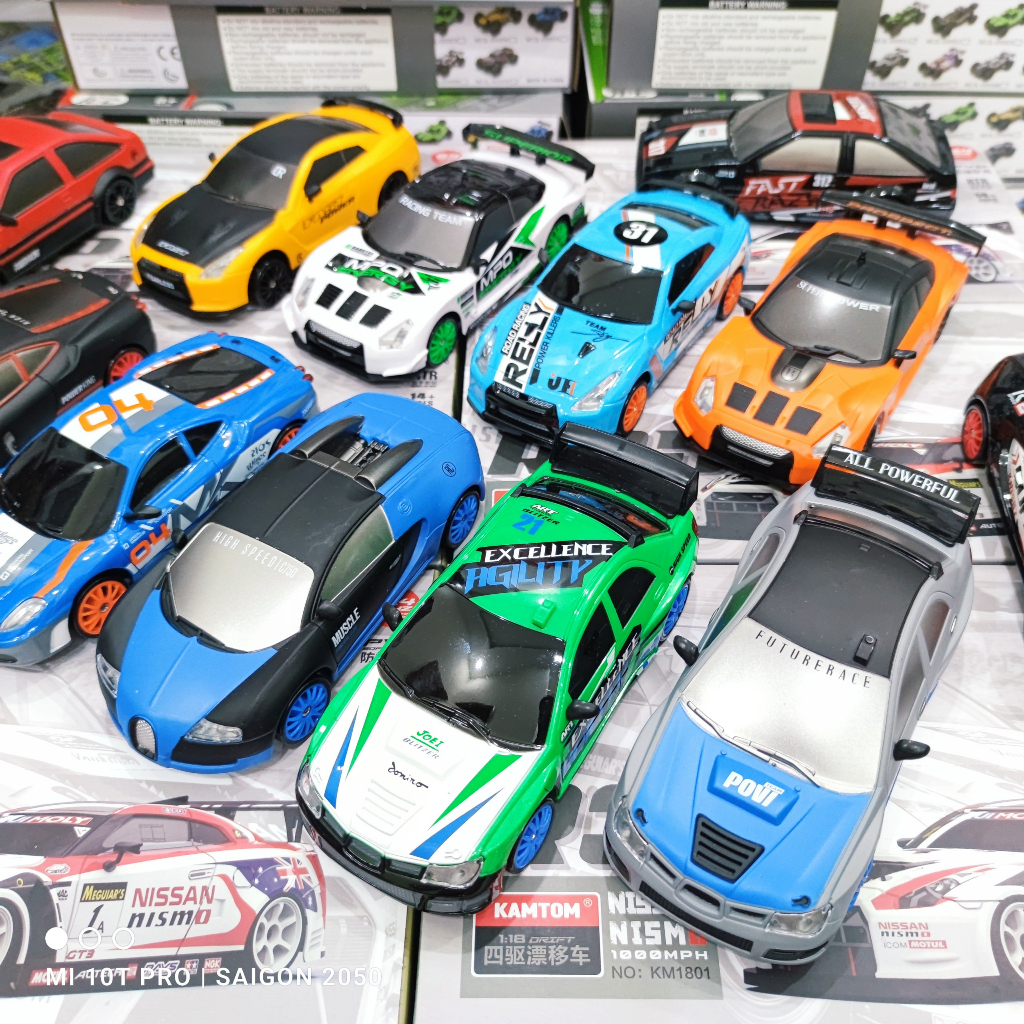 Xe điều khiển mini Drift tốc độ cao GT xanh lá 1/24 +25km/h chịu va đập tốt, vỏ xe nhựa cứng