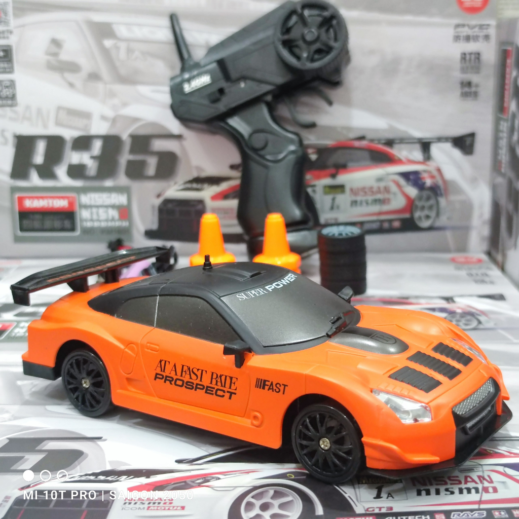 Xe điều khiển mini Drift tốc độ cao GT xanh lá 1/24 +25km/h chịu va đập tốt, vỏ xe nhựa cứng