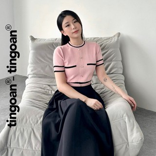 TINGOAN® - Áo len ngắn tay viền đen chống nhăn cam trà sữa ALISSA TOP/CAM TRÀ SỮA