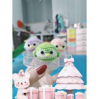móc khoá chim cánh cụt len móc
