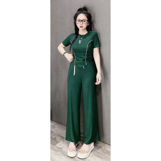 Sp38.80 set bộ quần dài ống suông, áo form ôm, chữ thêu