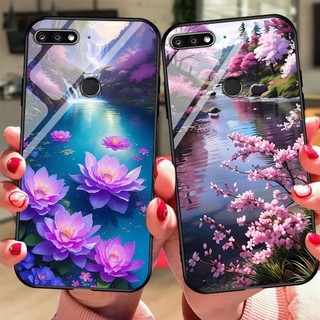 Ốp điện thoại mặt kính huawei y7 prime 2018 / huawei y7 pro 2018 in hình hoa phong cảnh đẹp