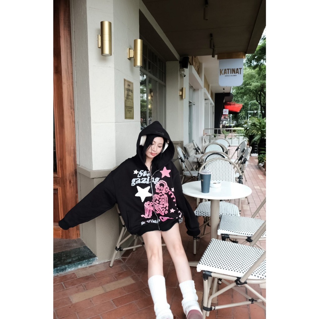 Áo Hoodie ZIP STARGAZING, Ridiculous in NỔI 99% Nỉ bông, Nỉ Chân Cua 100% Cotton