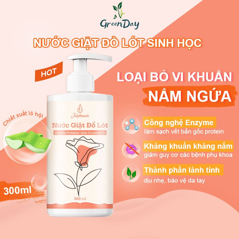 Nước Giặt Đồ Lót Chiết Xuất Lô Hội Lành Tính Julyhouse Loại Bỏ Vi Khuẩn An Toàn Cho Da - Hương Bạc Hà thơm mát