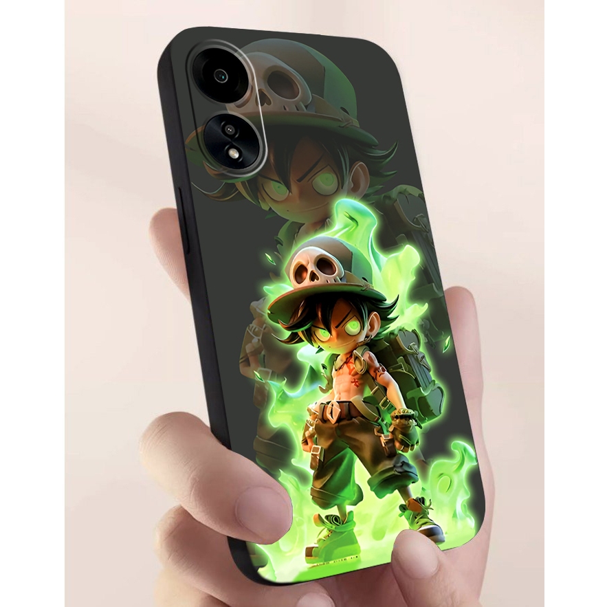 Ốp lưng Oppo A38, A58, A78, A98 5G cạnh viền vuông, có bảo vệ camera in hình ONE PIECE, GOKU