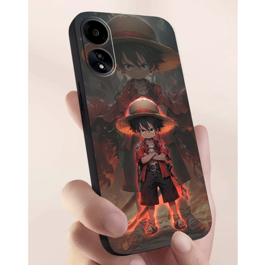 Ốp lưng Oppo A38, A58, A78, A98 5G cạnh viền vuông, có bảo vệ camera in hình ONE PIECE, GOKU