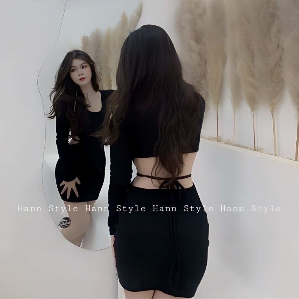 Đầm Body Tay Dài Khoét Eo, Váy Đầm Body Ôm Dáng Thời Trang Cao Cấp, Dự Tiệc Sang Chảnh Tôn Dáng Sexy MINION D019