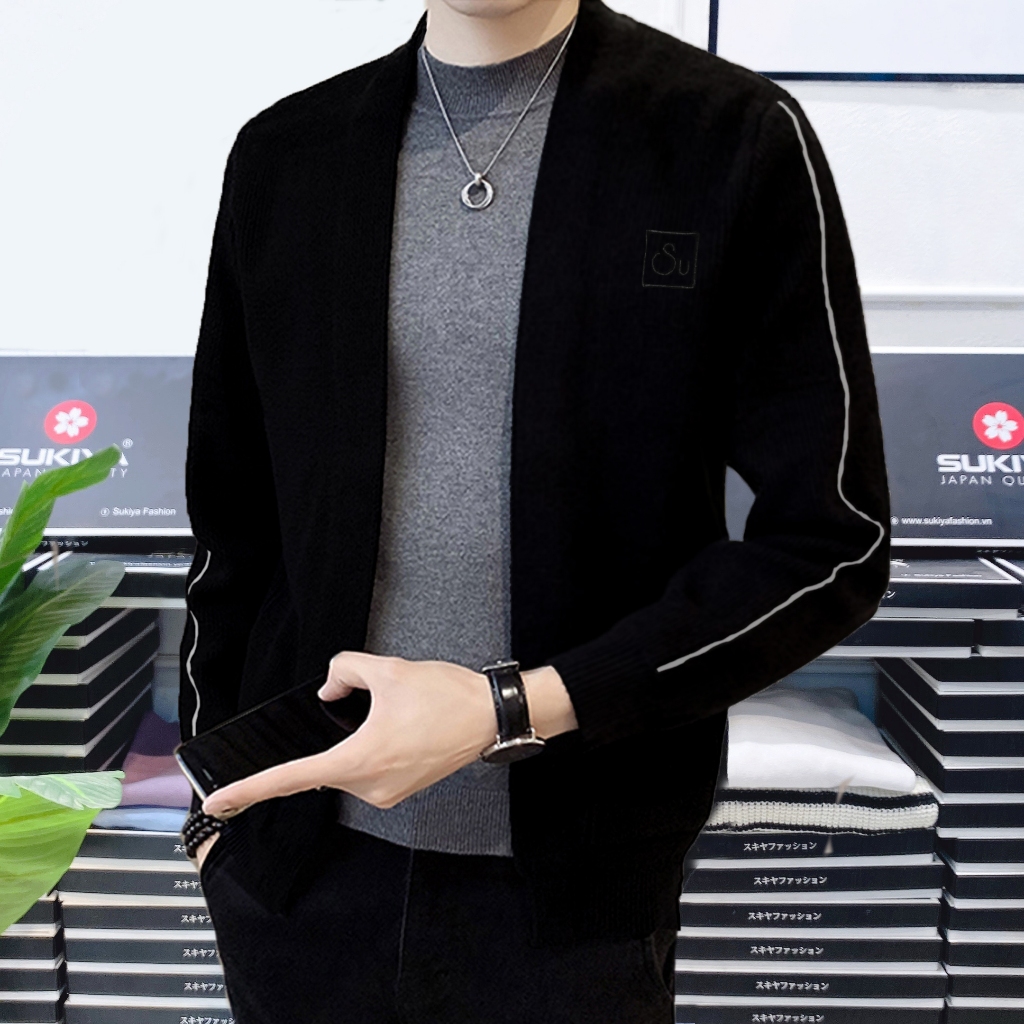 Áo Len Cardigan Nam CODO Dệt Sọc Cánh Tay Chất Len Lông Cừu Mềm Mại AL37