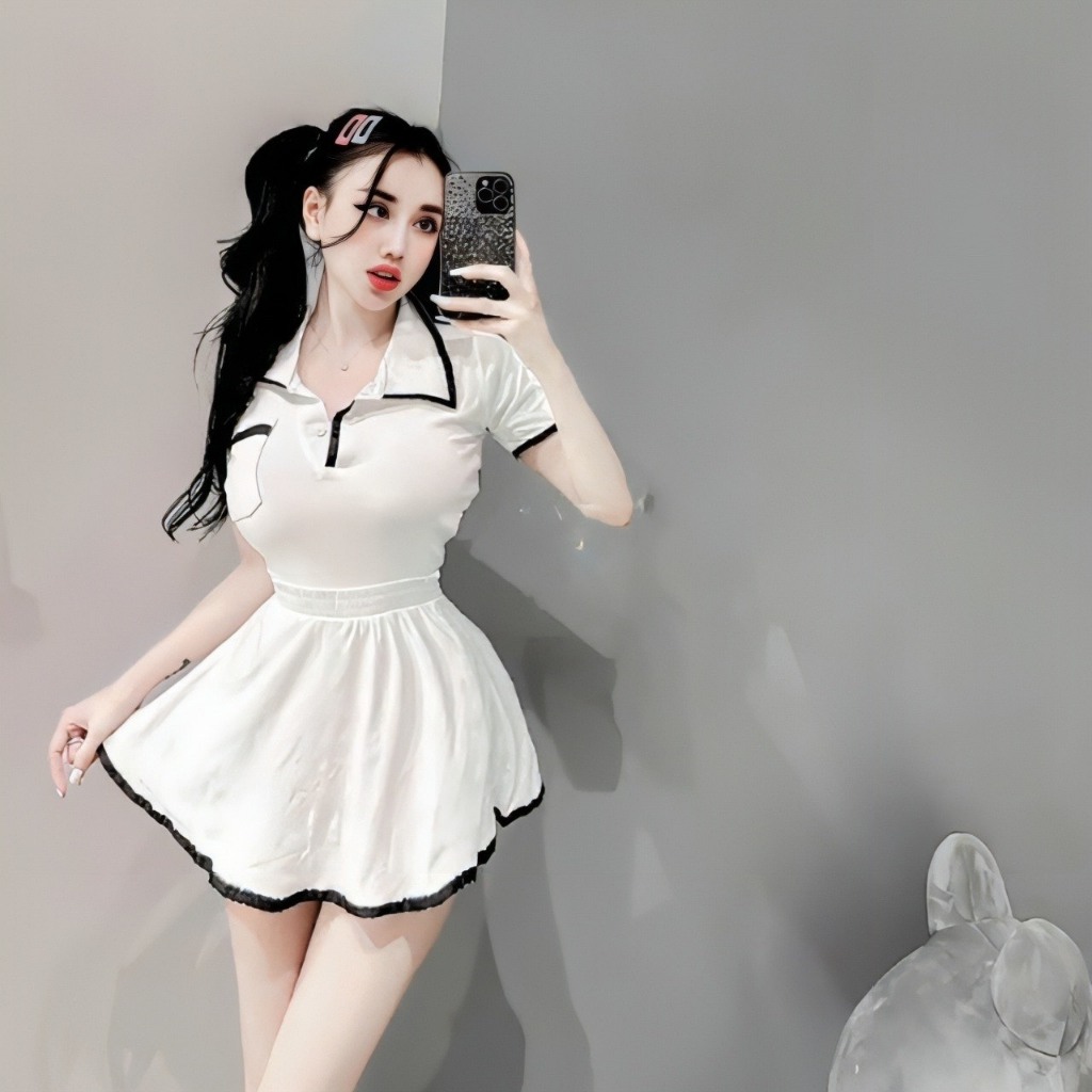 Đầm Body Thun Viền Cổ Bè Dáng Ngắn, Đầm Nữ Dáng Váy Dễ Thương Bánh Bèo Thời Trang Đi Tiệc Đi Chơi MINION D027