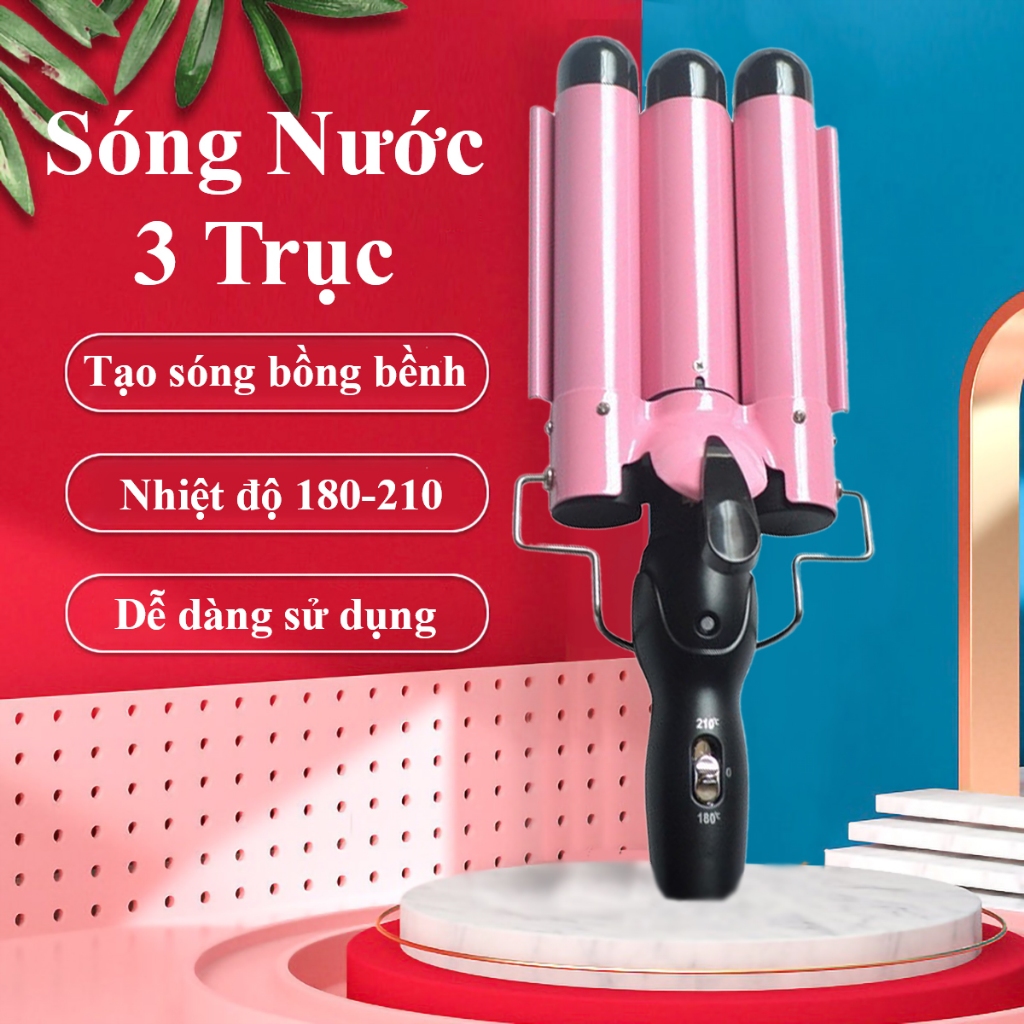 Máy Uốn Tóc 3 Trục Dập Sóng Nước Eko Home Làm Tóc Đẹp Chuẩn Salon Tóc, Máy Uốn Sóng Nước Tạo Xoăn Không Gây Hư Tổn