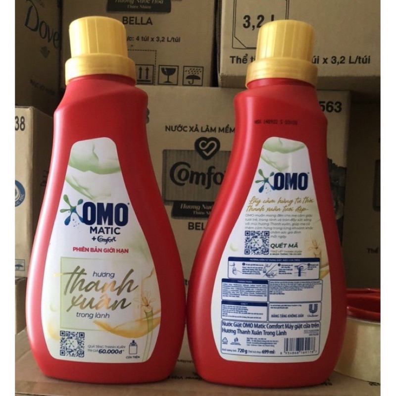 Nước Giặt OMO Matic Comfort Hương Thanh Xuân Túi 412G 400ml , túi 500ml , chai 700ml