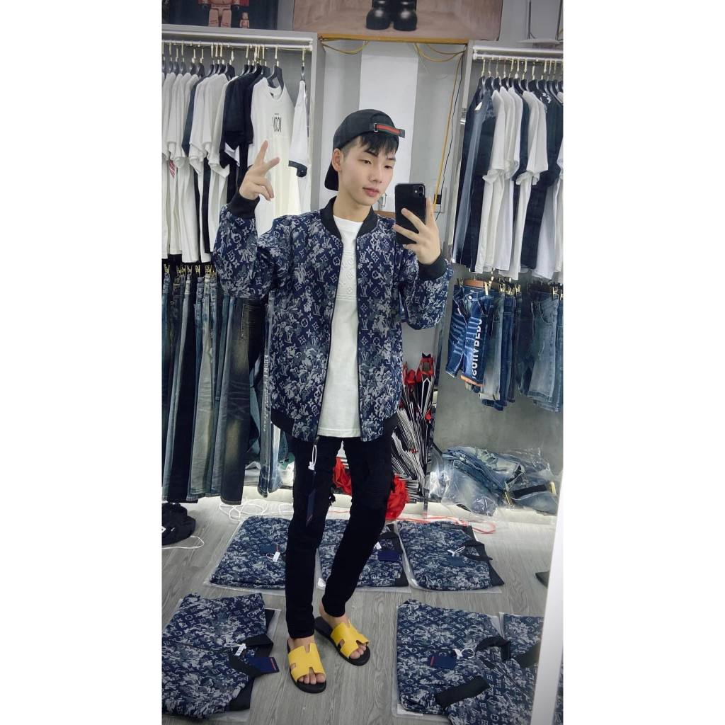 Áo khoác Lv 2 lớp cao cấp - Áo khoác bomber lv hoa nổi siêu hot