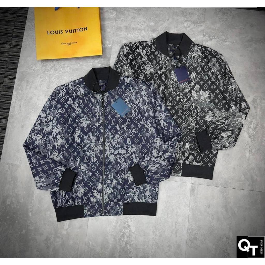 Áo khoác Lv 2 lớp cao cấp - Áo khoác bomber lv hoa nổi siêu hot