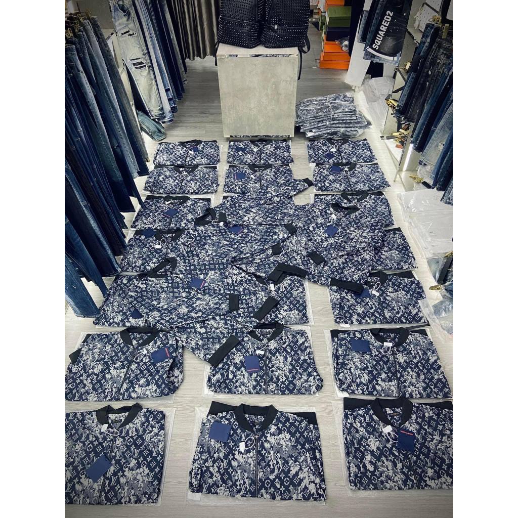 Áo khoác Lv 2 lớp cao cấp - Áo khoác bomber lv hoa nổi siêu hot