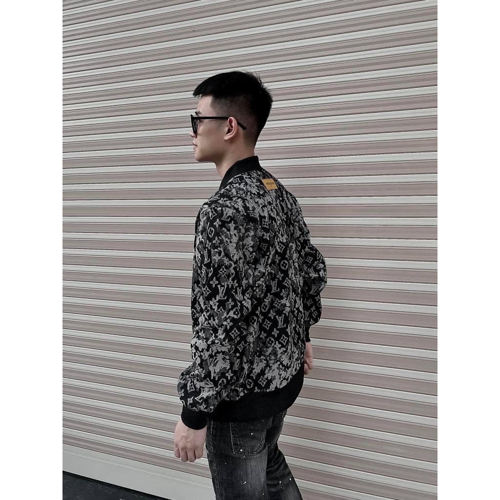 Áo khoác Lv 2 lớp cao cấp - Áo khoác bomber lv hoa nổi siêu hot