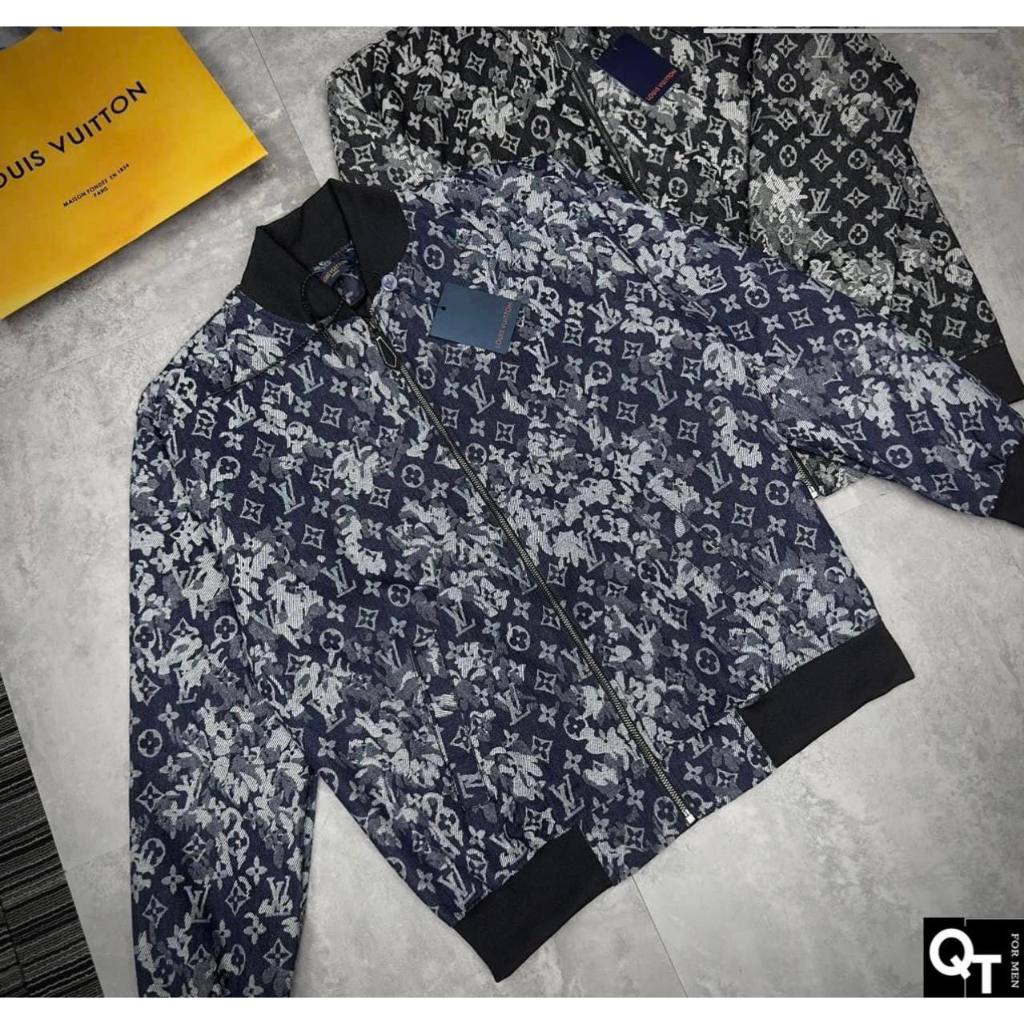 Áo khoác Lv 2 lớp cao cấp - Áo khoác bomber lv hoa nổi siêu hot