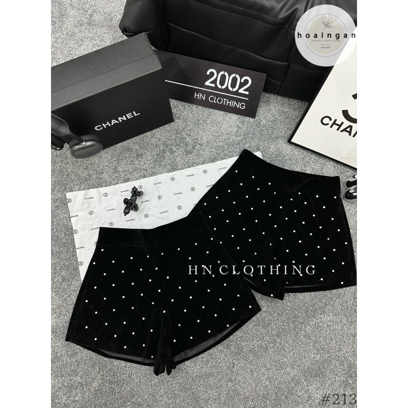 QUẦN SOOC NHUNG ĐÍNH ĐÁ CẠP CAO KHOÁ SAU MS15288